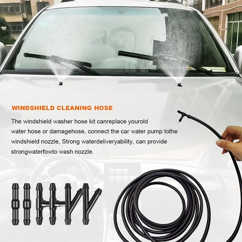 PACLVIO Windshield Washer Hose Kit - 4 Meter Universal Washer Fluid Hose with 12 Pcs Hose Connectors, Fit for Most Vehicle Windshield Washer Nozzle Installation, for Connecting Car Water Pumps and Nozzles - Image 5